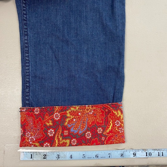 Pendleton Crop Jeans Womens 10 Cuffed Contrast Paisley Trim Preppy Retro 32x20 - Picture 9 of 14